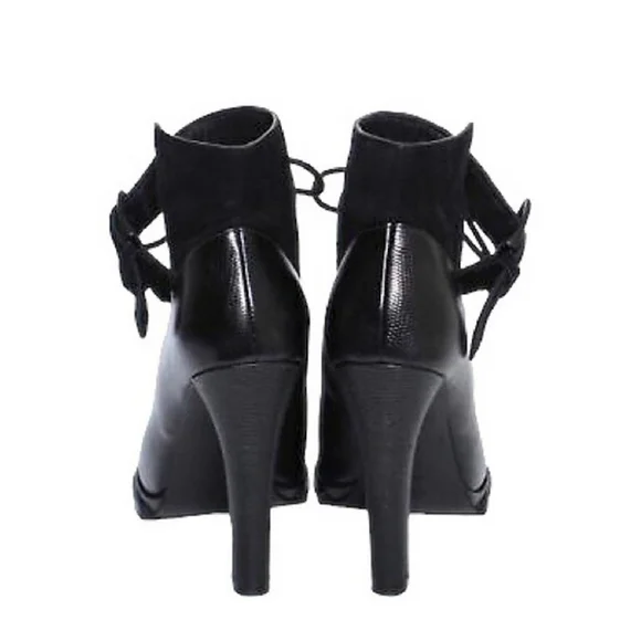 Alexander Wang Black Leather Monique Platform Booties Size 37.5 (7.5) - Picture 5 of 9